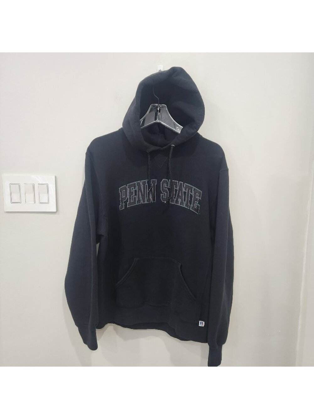 Vintage Penn State Hoodie Black Russell Athletic 90s Unisex Size Medium Cotton